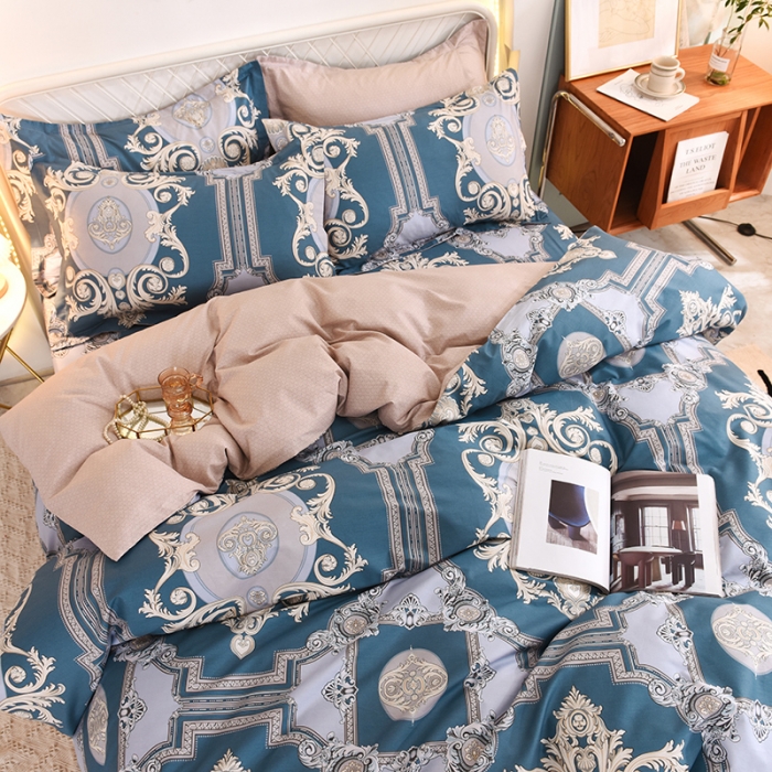 91家纺网 家纺一手货源 找家纺 甜之梦家纺 2025新款13372全棉印花四件套 欧式豪庭