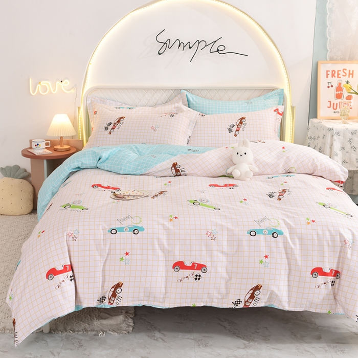 91家纺网 家纺一手货源 找家纺 甜之梦家纺 2025新款13372全棉印花四件套 小巴士