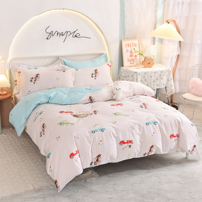 91家纺网 家纺一手货源 找家纺 甜之梦家纺 2025新款13372全棉印花四件套 小巴士