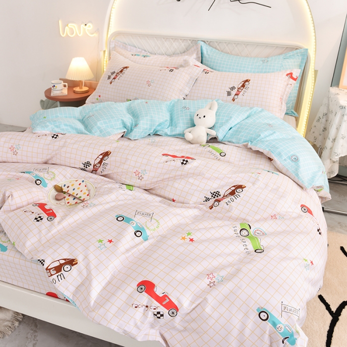 91家纺网 家纺一手货源 找家纺 甜之梦家纺 2025新款13372全棉印花四件套 小巴士