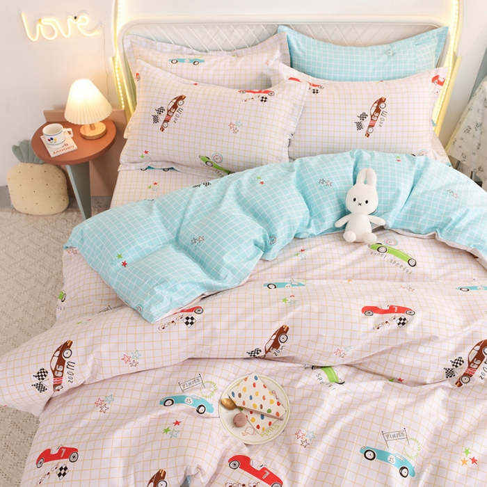 91家纺网 家纺一手货源 找家纺 甜之梦家纺 2025新款13372全棉印花四件套 小巴士