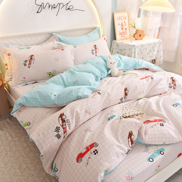 91家纺网 家纺一手货源 找家纺 甜之梦家纺 2025新款13372全棉印花四件套 小巴士