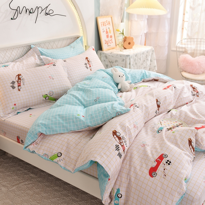 91家纺网 家纺一手货源 找家纺 甜之梦家纺 2025新款13372全棉印花四件套 小巴士