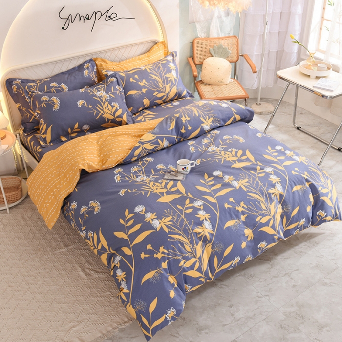 91家纺网 家纺一手货源 找家纺 甜之梦家纺 2025新款13372全棉印花四件套 羽叶