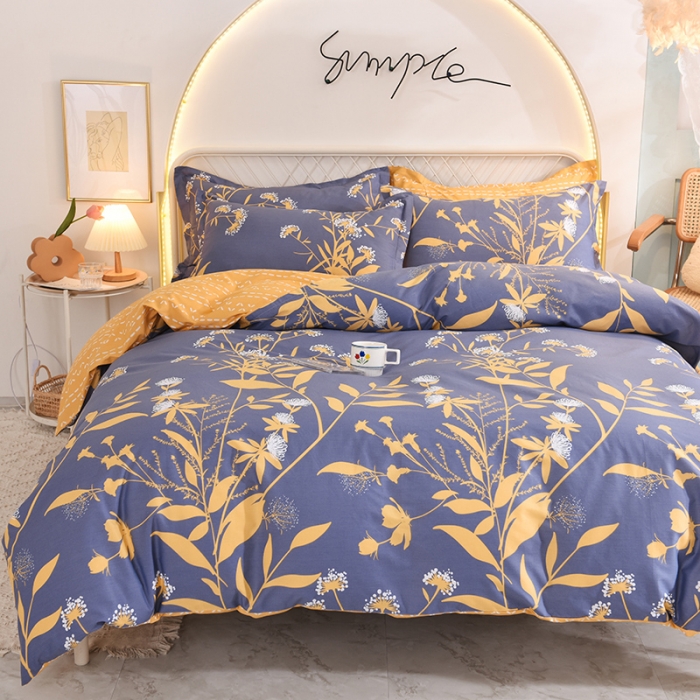 91家纺网 家纺一手货源 找家纺 甜之梦家纺 2025新款13372全棉印花四件套 羽叶