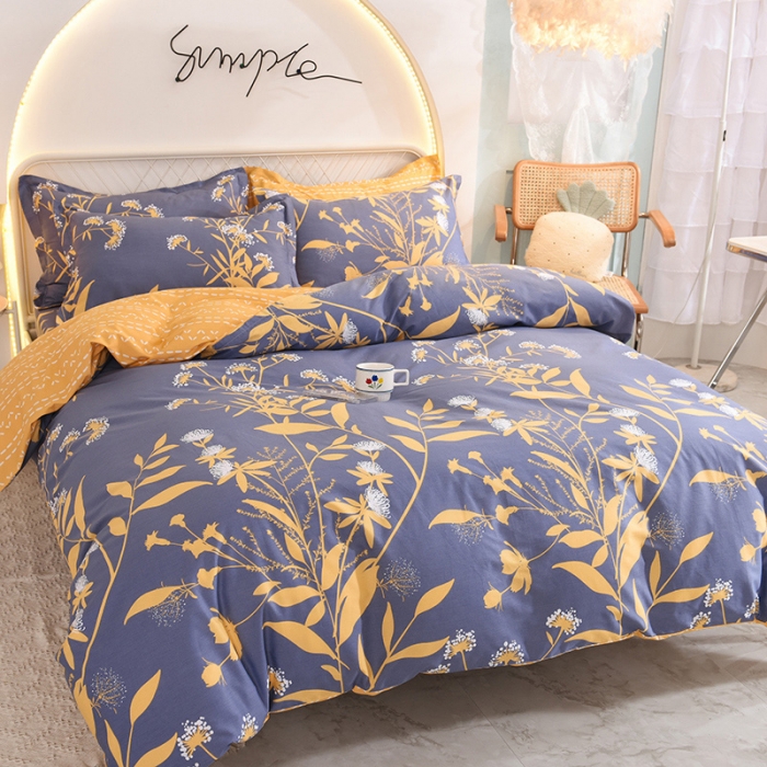 91家纺网 家纺一手货源 找家纺 甜之梦家纺 2025新款13372全棉印花四件套 羽叶