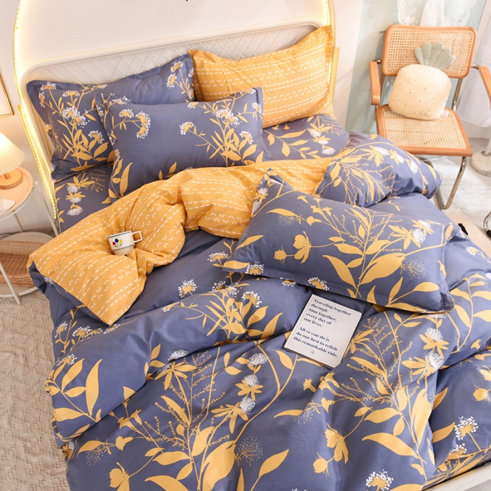 91家纺网 家纺一手货源 找家纺 甜之梦家纺 2025新款13372全棉印花四件套 羽叶