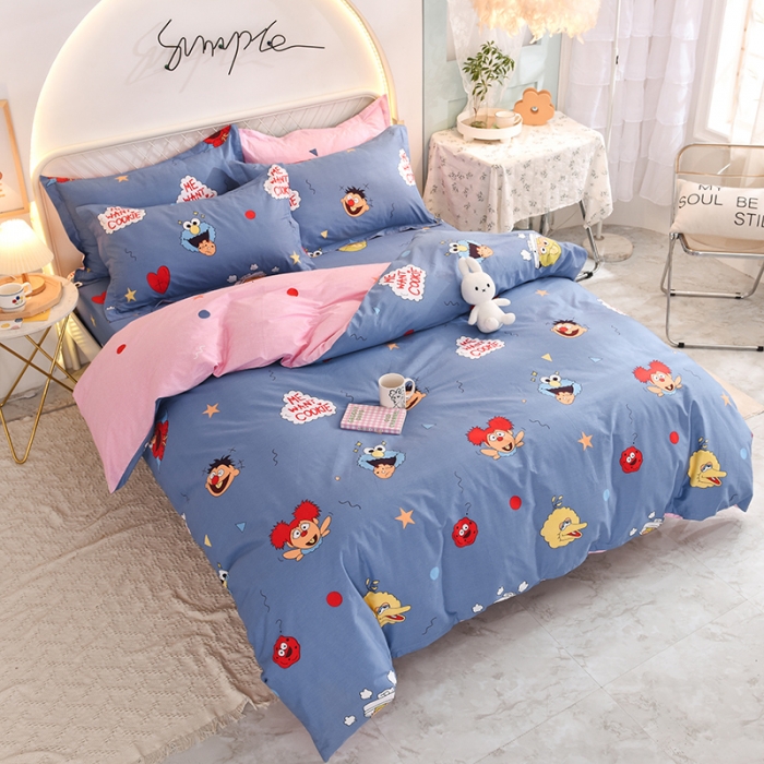 91家纺网 家纺一手货源 找家纺 甜之梦家纺 2025新款13372全棉印花四件套 芝麻街