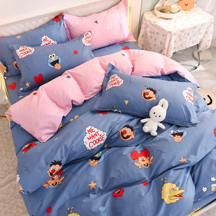 91家纺网 家纺一手货源 找家纺 甜之梦家纺 2025新款13372全棉印花四件套 芝麻街