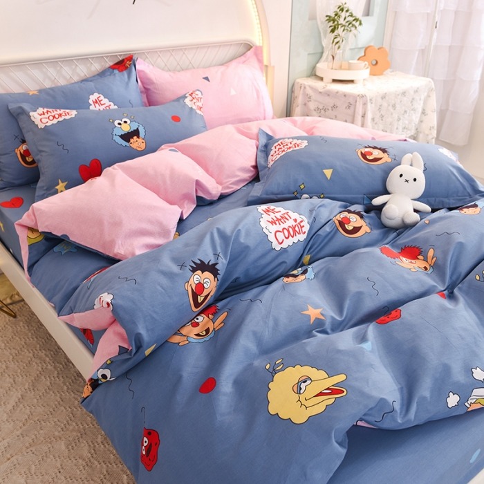 91家纺网 家纺一手货源 找家纺 甜之梦家纺 2025新款13372全棉印花四件套 芝麻街