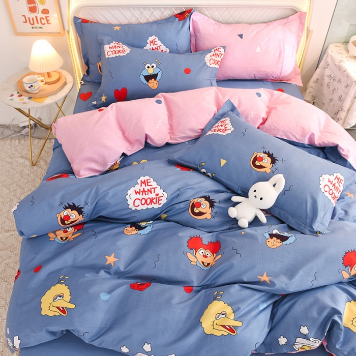 91家纺网 家纺一手货源 找家纺 甜之梦家纺 2025新款13372全棉印花四件套 芝麻街