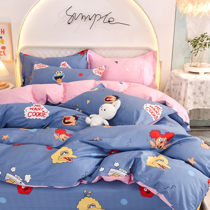 91家纺网 家纺一手货源 找家纺 甜之梦家纺 2025新款13372全棉印花四件套 芝麻街