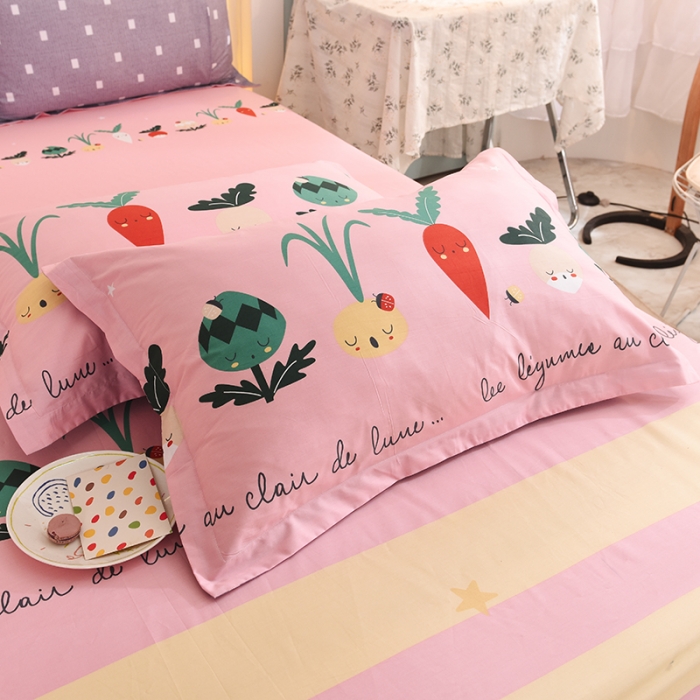 91家纺网 家纺一手货源 找家纺 甜之梦新款13372全棉印花枕套48*74cm一对 冰纷萝卜