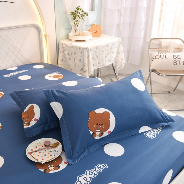 91家纺网 家纺一手货源 找家纺 甜之梦新款13372全棉印花枕套48*74cm一对 波比熊