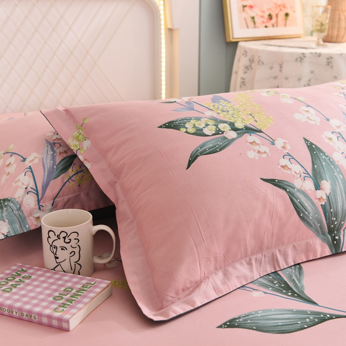 91家纺网 家纺一手货源 找家纺 甜之梦新款13372全棉印花枕套48*74cm一对 春庭雪