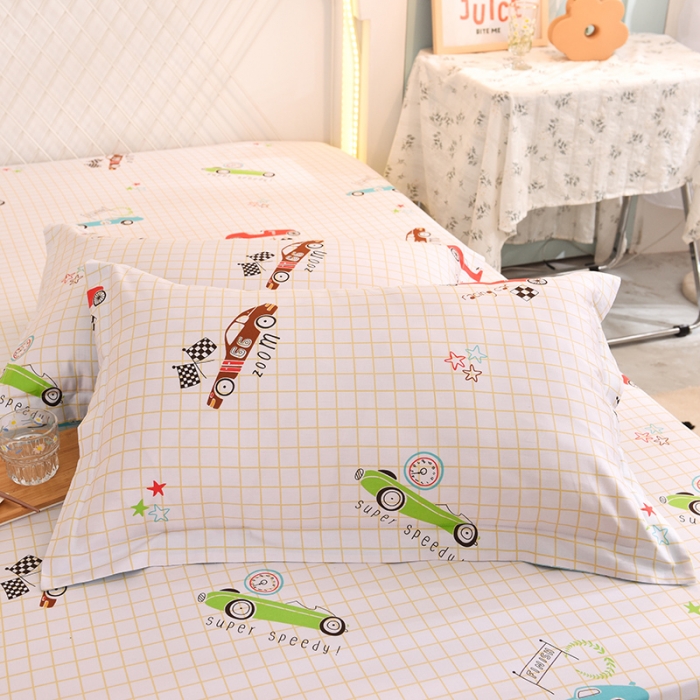 91家纺网 家纺一手货源 找家纺 甜之梦新款13372全棉印花枕套48*74cm一对 小巴士