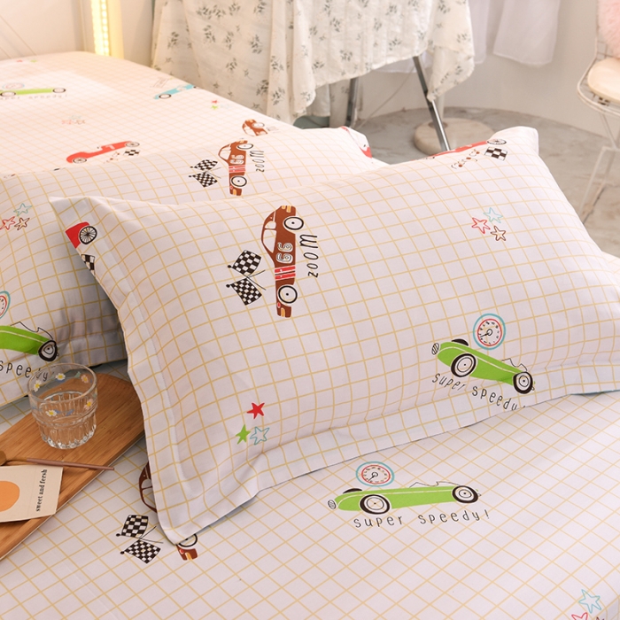 91家纺网 家纺一手货源 找家纺 甜之梦新款13372全棉印花枕套48*74cm一对 小巴士