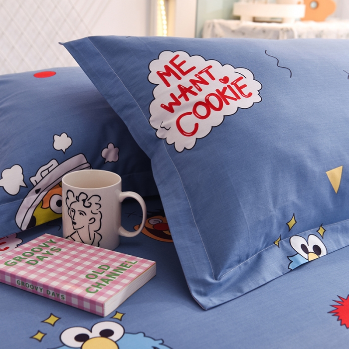 91家纺网 家纺一手货源 找家纺 甜之梦新款13372全棉印花枕套48*74cm一对 芝麻街