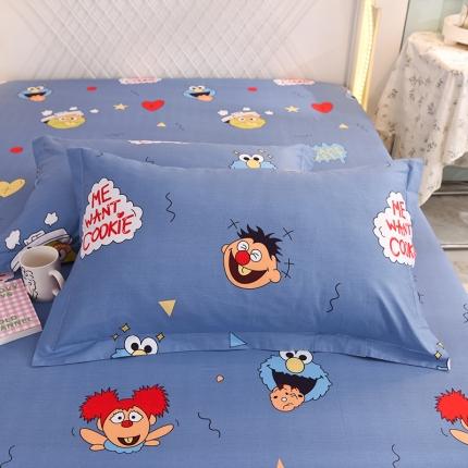 甜之梦新款13372全棉印花枕套48*74cm一对 芝麻街