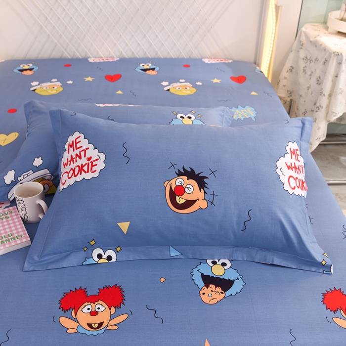 91家纺网 家纺一手货源 找家纺 甜之梦新款13372全棉印花枕套48*74cm一对 芝麻街