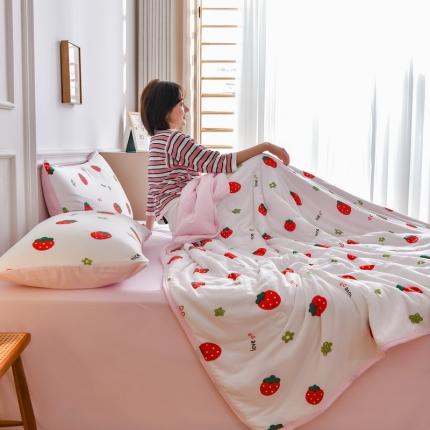 澳洲羽2024新款凉感丝针织棉夏被四件套空调被 草莓派
