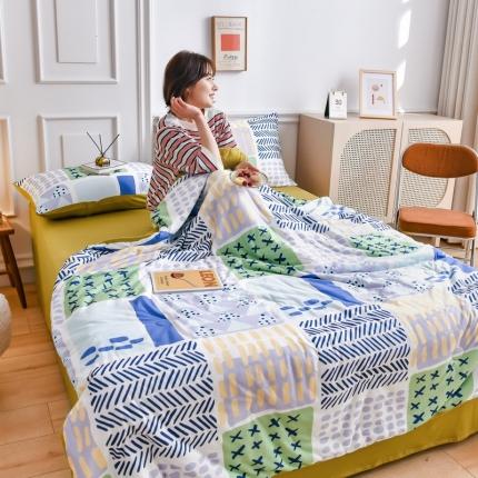 澳洲羽2024新款凉感丝针织棉夏被四件套空调被 盛夏