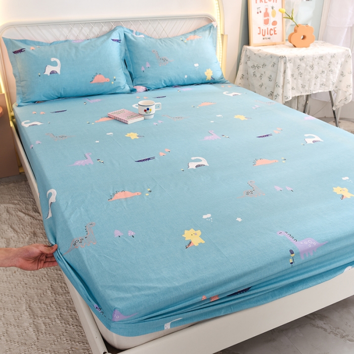 91家纺网 家纺一手货源 找家纺 甜之梦家纺 2025新款13372全棉印花床笠恐龙世界