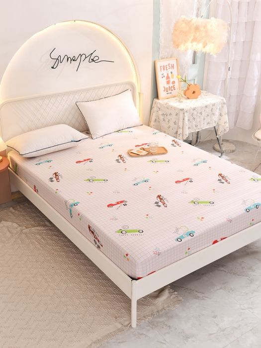 91家纺网 家纺一手货源 找家纺 甜之梦家纺 2025新款13372全棉印花床笠小巴士