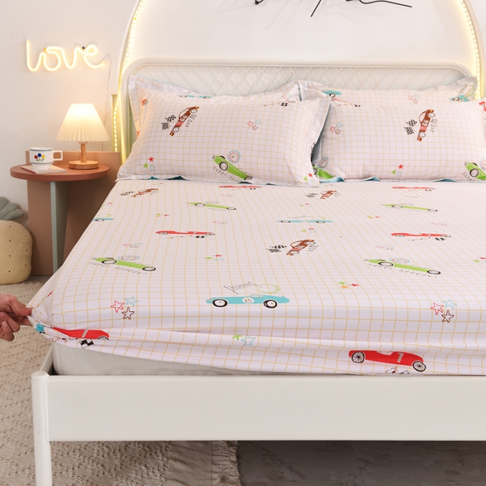 91家纺网 家纺一手货源 找家纺 甜之梦家纺 2025新款13372全棉印花床笠小巴士