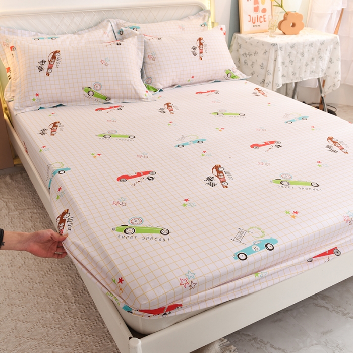 91家纺网 家纺一手货源 找家纺 甜之梦家纺 2025新款13372全棉印花床笠小巴士