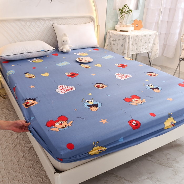 91家纺网 家纺一手货源 找家纺 甜之梦家纺 2025新款13372全棉印花床笠芝麻街