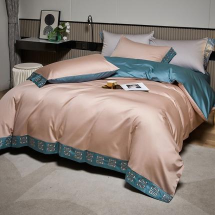 91家纺网 家纺一手货源 找家纺 （总）爱缦 2021宫系列100S长绒棉澳棉刺绣四件套