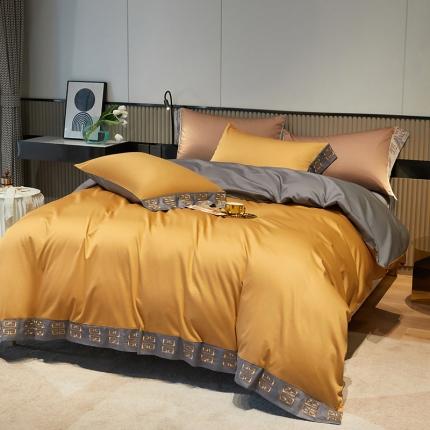 91家纺网 家纺一手货源 找家纺 （总）爱缦 2021宫系列100S长绒棉澳棉刺绣四件套