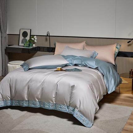 91家纺网 家纺一手货源 找家纺 （总）爱缦 2021宫系列100S长绒棉澳棉刺绣四件套