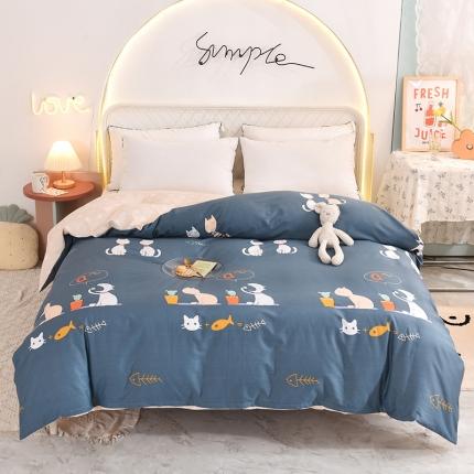 甜之梦家纺 2025新款13372全棉印花被套情侣猫