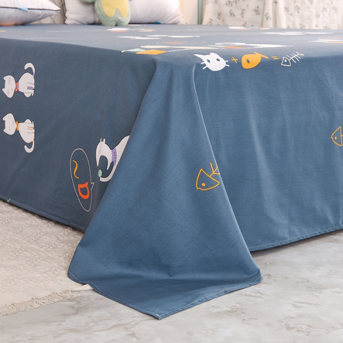 91家纺网 家纺一手货源 找家纺 甜之梦家纺 2025新款13372全棉印花床单情侣猫