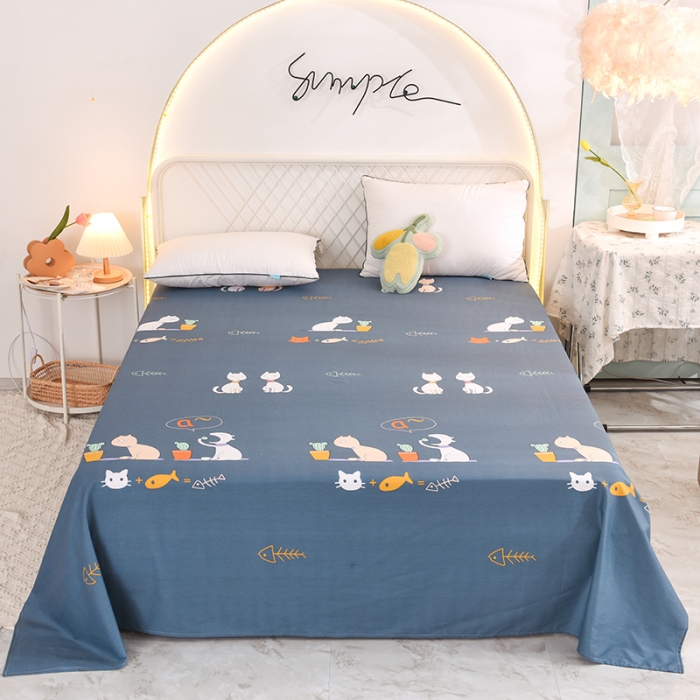 91家纺网 家纺一手货源 找家纺 甜之梦家纺 2025新款13372全棉印花床单情侣猫