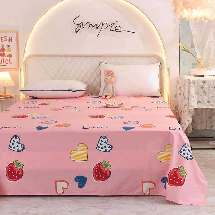 91家纺网 家纺一手货源 找家纺 甜之梦家纺 2025新款13372全棉印花床单幸运草莓