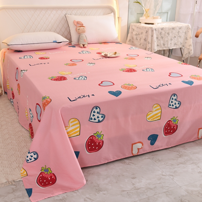 91家纺网 家纺一手货源 找家纺 甜之梦家纺 2025新款13372全棉印花床单幸运草莓