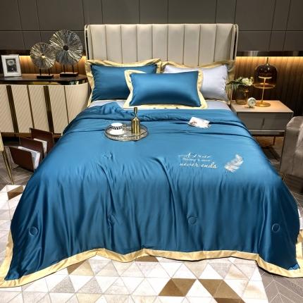 91家纺网 家纺一手货源 找家纺 （总）兄弟坊 2022新款60S天丝艾草绣花夏被抗菌防螨驱蚊