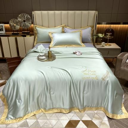 91家纺网 家纺一手货源 找家纺 （总）兄弟坊 2022新款60S天丝艾草绣花夏被抗菌防螨驱蚊