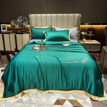 91家纺网 家纺一手货源 找家纺 （总）兄弟坊 2022新款60S天丝艾草绣花夏被抗菌防螨驱蚊