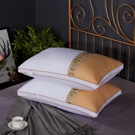 萌番宝全棉贡缎国风双拼羽丝绒立体枕芯48*74 国风相拼黄