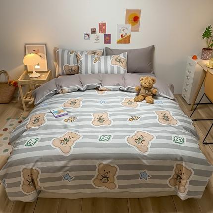 91家纺网 家纺一手货源 找家纺 琪格格 2022新款纯棉13372实拍爆款四件套肥宅熊