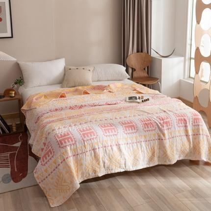 91家纺网 家纺一手货源 找家纺 （总）朴尔2021新品塞尚风格全棉水洗棉三层纱布毛巾被