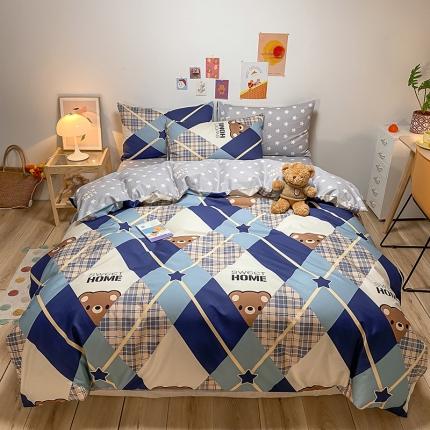 91家纺网 家纺一手货源 找家纺 琪格格 2022新款纯棉13372实拍爆款四件套星星熊