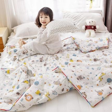 91家纺网 家纺一手货源 找家纺 十九色 2024新款华夫格纱全棉儿童夏被 长颈鹿