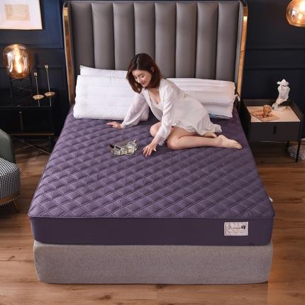 91家纺网 家纺一手货源 找家纺 豪选2025新款上新纯棉夹棉床笠床垫套抗菌可裸睡四季款 紫灰