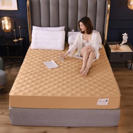 91家纺网 家纺一手货源 找家纺 豪选2025新款上新纯棉夹棉床笠床垫套抗菌可裸睡四季款 驼色