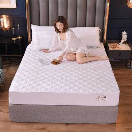 91家纺网 家纺一手货源 找家纺 豪选2025新款上新纯棉夹棉床笠床垫套抗菌可裸睡四季款 白色